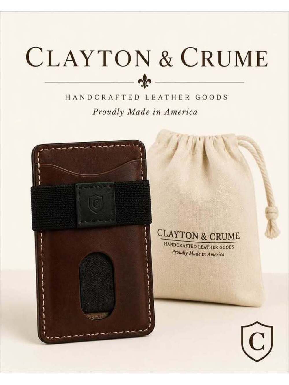 Clayton & Crume Handcrafted Leather Wallet Made in USA